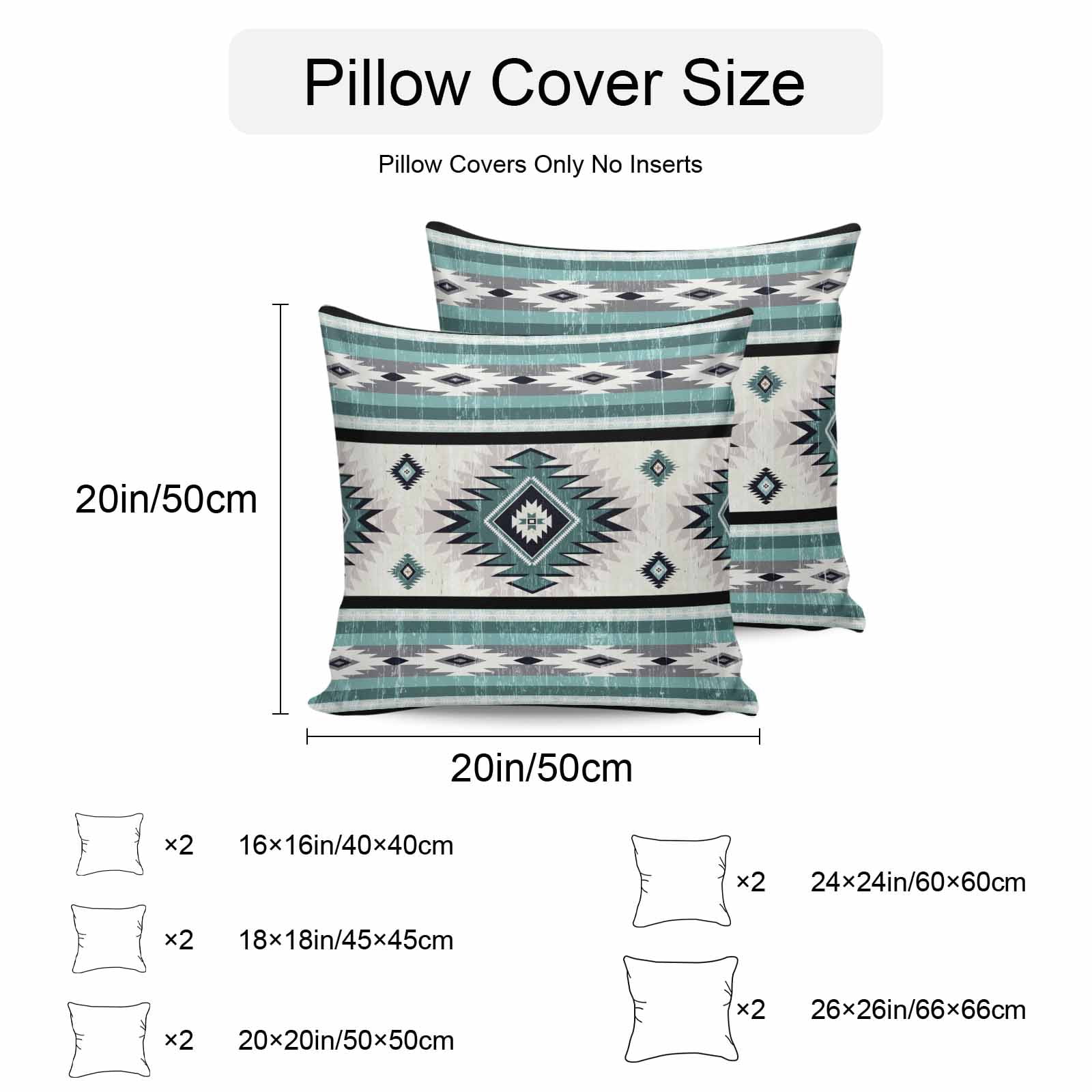 Outdoor Waterproof Throw Pillow Covers Set of 2 Turquoise Boho Aztec Decorative Pillowcases Outdoor Pillows Cushion Case 16x16 Inch Southwest Tribal Geometric Patio Pillows for Couch Sofa Bed Garden