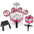 thumbnail image 5 of Best Choice Products 11-Piece Kids Starter Drum Set w/ Bass Drum, Tom Drums, Snare, Cymbal, Stool, Drumsticks - Pink, 5 of 7