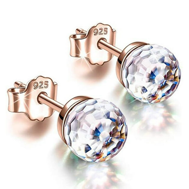 Boucles d'Oreilles Clous en Argent Minimalistes Rondes pour Femmes Anniversaire