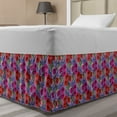thumbnail image 1 of Floral Bed Skirt, Poppy Petals Romantic Bouquets Meadow Blooms Rural Beauty on Dark Ceil Blue, Elastic Bedskirt Dust Ruffle Wrap Around for Bedding Decor, 4 Sizes, Magenta Vermilion, by Ambesonne, 1 of 2