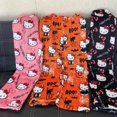 thumbnail image 3 of Sanrio Hello Kitty Flannel Pajamas Black Women's Warm Woolen Cartoon Casual Home Pants In Autumn Winter Fashion Trousers, 3 of 11