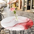 thumbnail image 6 of Marble Red Round Tablecloth for 55-60 Inch Tables,Fitted Table Cover with Elastic Edge,Gold White Modern Gradient Ocean Wavy Ripple Waterproof Outdoor Table Cloth Protector for Patio Garden Dinner, 6 of 9