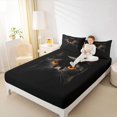 thumbnail image 2 of Manfei 3D Cat Print Fitted Sheet Queen, Dark Animal Art Bedding, Black Orange, 3pcs, 1 Fitted Sheet and 2 Pillowcases, 2 of 6