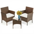 thumbnail image 3 of CONCETTA 3-Piece Patio Furniture Set, Wicker Outdoor PE Rattan Furniture with Coffee Table & Washable Cushion, Compact Bistro Conversation Seating for Balcony, Garden, Poolside, Porch - Brown, 3 of 8