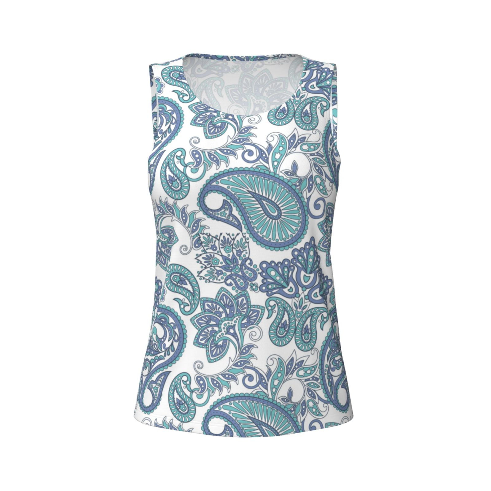 Women’s Summer Sleeveless Tank Top – V-Neck Loose Fit Tunic, Soft Casual Shirt (Blue Green Circle, 3XL)