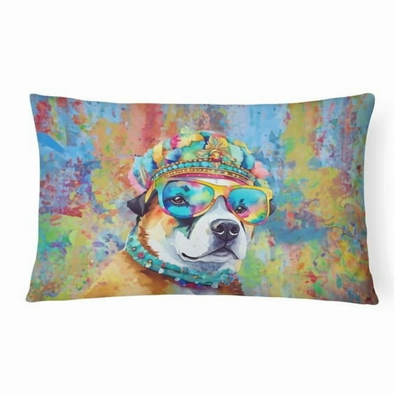 Akita Hippie Dawg Fabric Decorative Pillow 12 in x 16 in