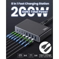 thumbnail image 2 of Bloque de carga LanLuk 200 W USB C GaN III 8 puertos + PD 65 W, 2 of 8