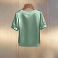 thumbnail image 6 of Jsaierl Short Sleeve Satin Tops for Women Casual Vacation Shirts Crewneck Classic Ladies Blouses Boho Solid Tshirts Top S-2XL, 6 of 6