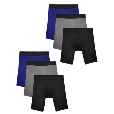 Fruit of the Loom Men's Breathable Lightweight Micro-Mesh Long Leg Boxer Briefs, Super Value 6 Pack