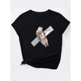 thumbnail image 3 of Camiseta De Mujer Activewear Tops Simples De Verano Para Viajes De MochileroCat Graphic Round Neck Casual T-shirt, Short Sleeve Running Sports Tee, Women's ActivewearFather's Day, Mother's Day, New, 3 of 8