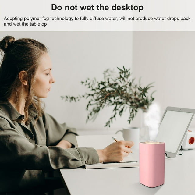 Portable Mini Humidifier Small Sprayer Hotel Modern Air Plants Desktop Silent Diffuser Steam Warm Atmosphere Light Bedroom Travel Office Home Pink