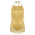 thumbnail image 5 of YiZYiF Womens Shiny Sequins Dance Leotard Backless Tassels Latin Jazz Dance Costume, 5 of 7