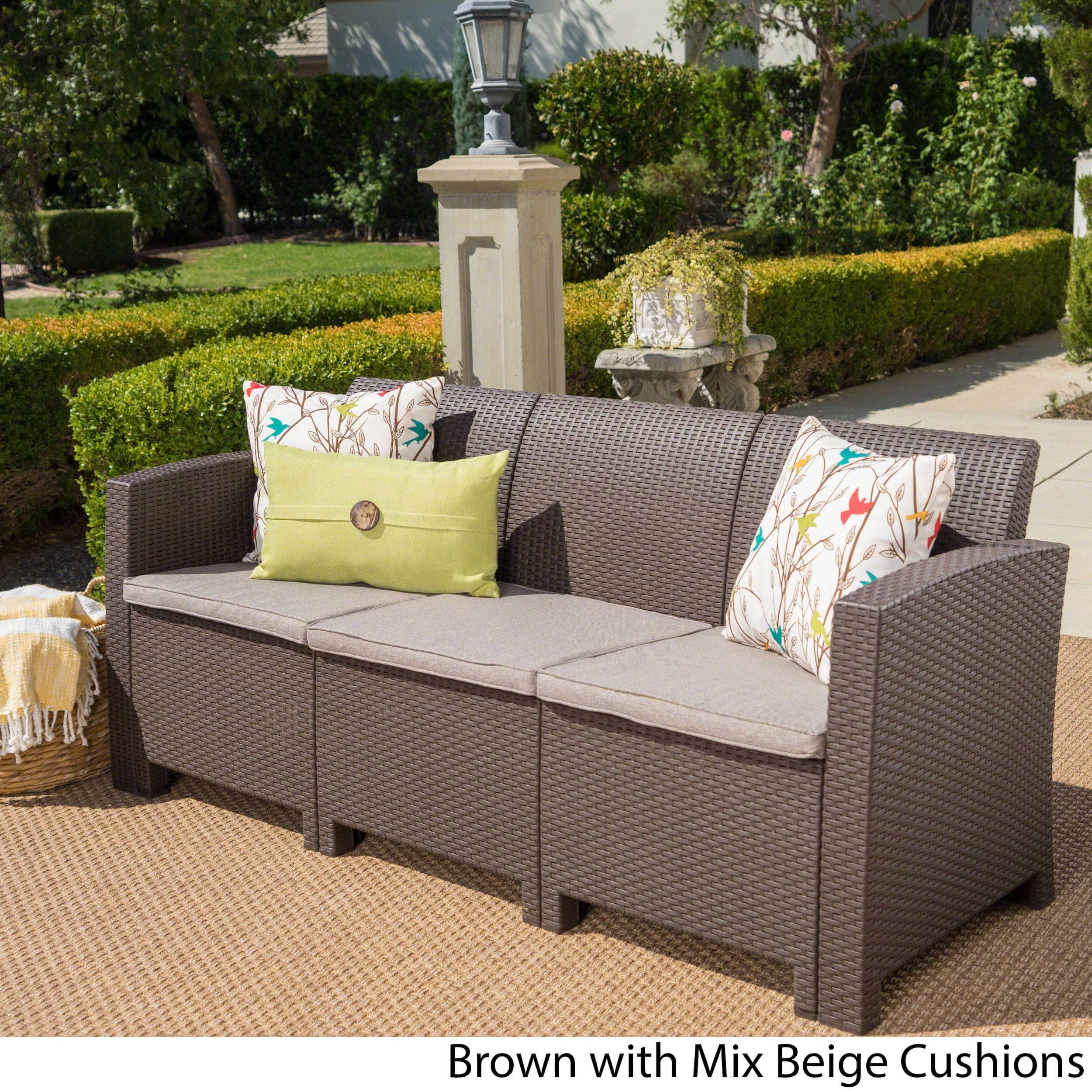 Christopher Knight Home St. Paul Outdoor 3-seater Wicker-style Sofa with Cushion by