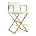 thumbnail image 1 of TOV Furniture Director 30" Steel/Fabric Bar Stool in White/Gold, 1 of 9