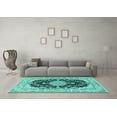 thumbnail image 3 of Ahgly Company Indoor Square Medallion Turquoise Blue Traditional Area Rugs, 8' Square, 3 of 4