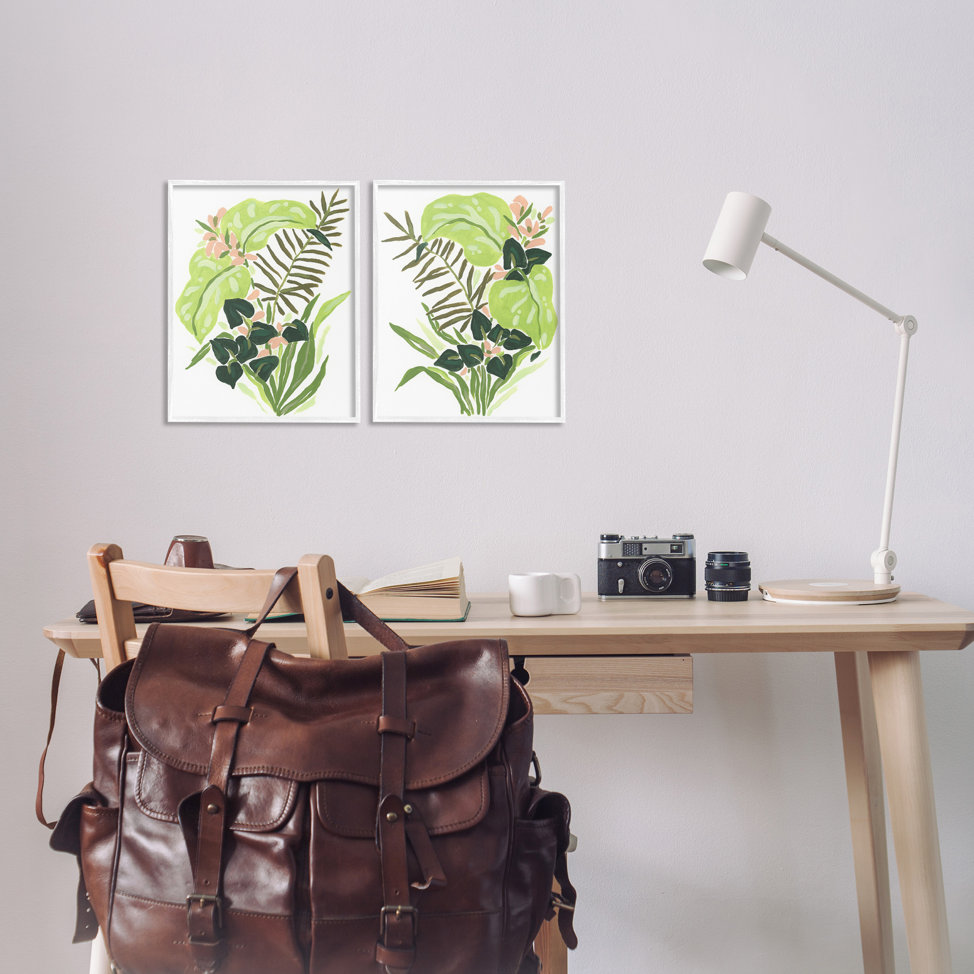 Stupell Industries Abstract Tropical Blooms Botanical & Floral Painting White Framed Art Print Wall Art, 11 x 14, Set of 2