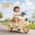 thumbnail image 5 of 12V Electric Motorcycle for Kids, 2 Seater Battery Power Ride on Motorcycle Toys with Slow Start, LED, Music, USB, 3 Wheel Electric Motorcycle for Boy Girl Birthday Gift, Beige, 5 of 10