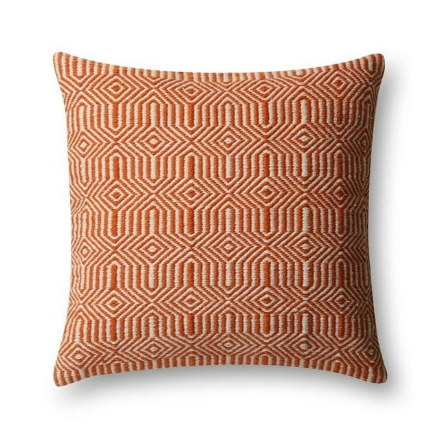 Loloi 22" Coussin en Poly Carré Orange et Ivoire