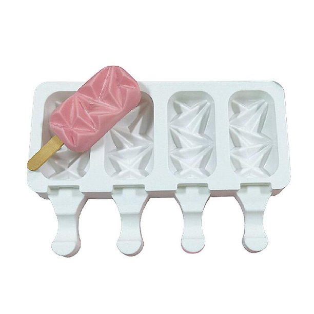 Moldes de helado de silicona, bandeja para cubitos de hielo de 4 celdas, máquina para hacer paletas, congelador casero, molde para helados, herramientas para el hogar Feliz Sencillez