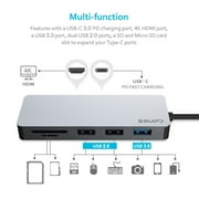 USB C Hub, EQUIPD Aluminum 7 in 1 USB Type C to 4K HDMI Multiport Adapter, 1 USB 3.0 / 2 USB 2.0 Ports, 87W PD, USB C Hub Multiport Adapter for MacBook Pro/Air HP XPS and Other Type C Devices (Grey)