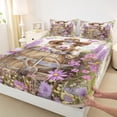 thumbnail image 3 of Manfei Highland Cow Twin Sheet Sets 3pcs for Kids, Colorful Daisy Floral Twin Fitted Sheet, Rustic Farmhouse Flat Sheet, Lightweight Room Decor, 3 of 7