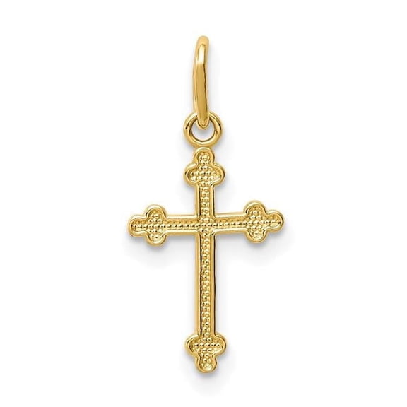 Finest Gold 14K Yellow Gold Polished Small Budded Cross Charm