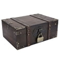 thumbnail image 1 of Treasure Box, Sturdy Perfect Pure Hand Inlay Strong Vintage Wooden Jewelry Box Large Capacity With Lock For Home Decoration 6282-2302GK10 Grey + Lock, 1 of 8