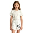 thumbnail image 3 of OOOUM Girls Casual Shorts Cute Print Design Elastic Waist Athletic Shorts Fashionable Cozy Summer Outfits White 9-10 Years, 3 of 4