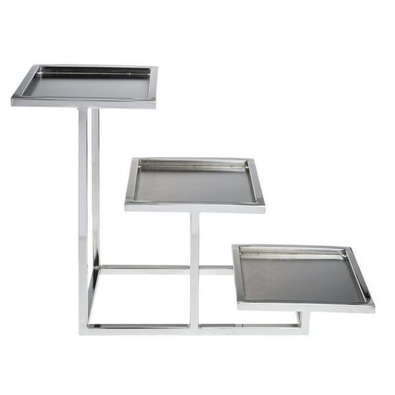 HUBERT® Cerve Collection Chrome 3-Tiered Buffet Stand For Bowls - 8"L x 20 1/2"W x 14"H