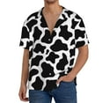 thumbnail image 2 of Ratiio Cow Print Black White Print Mens Casual Short Sleeve Shirts Button Down Textured Shirts Summer Beach Shirt with Pocket Men's Casual Short-sleeved Shirt, 2 of 5
