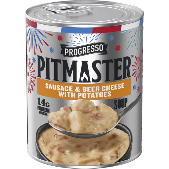 Progresso Pitmaster, Sausage and Beer Cheese with Potatoes, Canned Soup, 18 oz