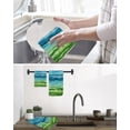 thumbnail image 5 of Blue Green Kitchen Dish Towels for Drying Dishes Set of 2, Gradient Watercolor Modern Abstract Art Waffle Weave Microfiber Hand Tea Bathroom Towels Quick Dry & Absorbent Towel 12x12, 5 of 7