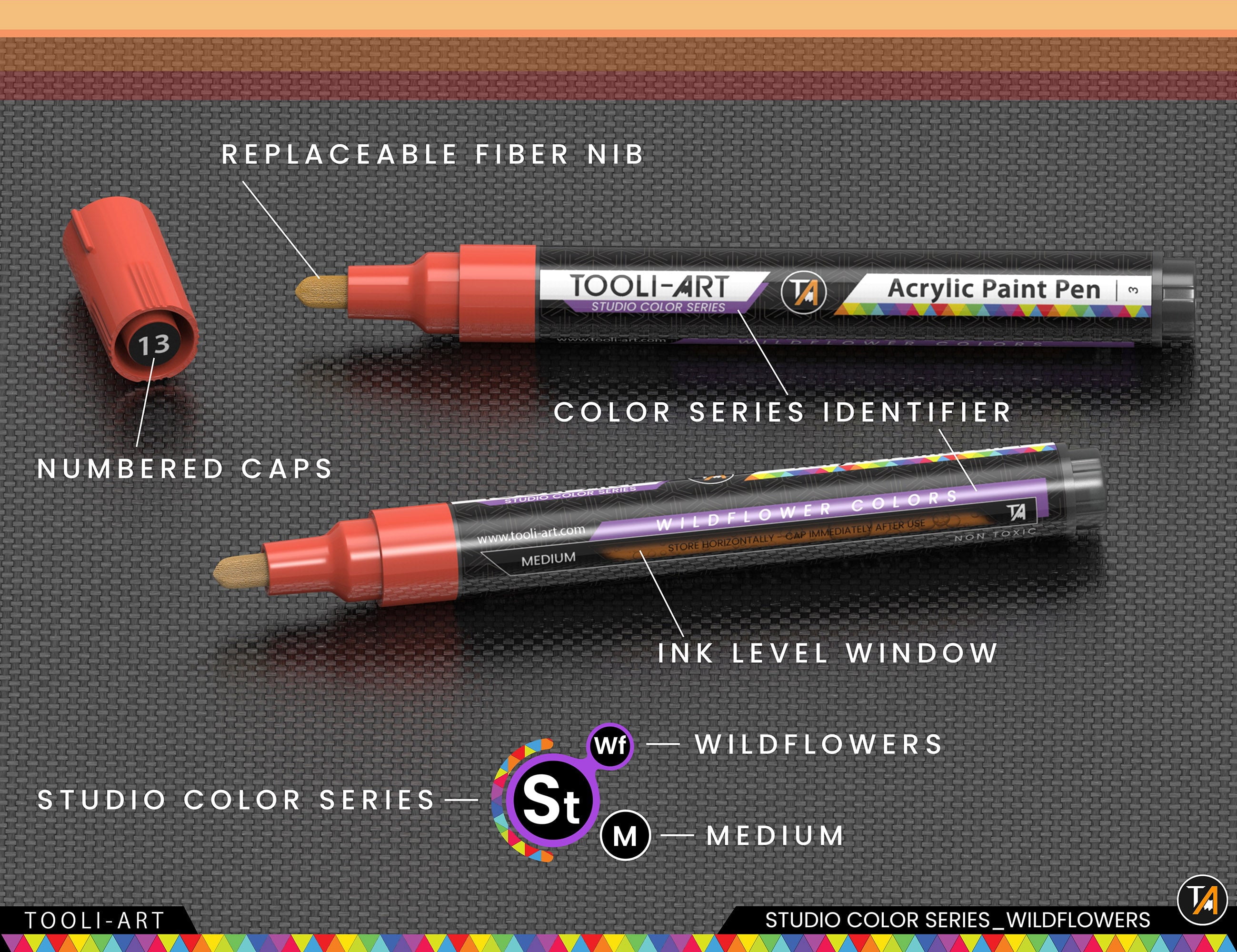 28 Wildflower Colors Acrylic Paint Pens Markers Set 3mm Medium