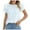 White, variant on Lovskoo Summer Tops for Women 2024 Round Neck Short Sleeve Casual Solid Color Short T Shirt Pleated Tops Black