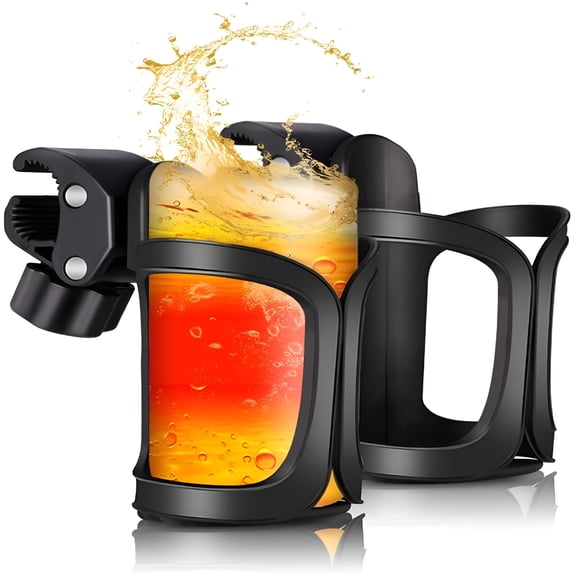 LAMIRO 2 Pack Wheelchair Cup Holder,Walker Rollator Cup Holder,Stroller Cup Holder,360° Adjustable Bike Water Bottle Drink Holder with Anti-Slip Pad