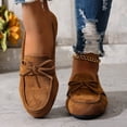 thumbnail image 2 of WRKEKC Loafers for Women Bean Shoes Solid Bow Round Toe Closed Toe Back Covered Flat Sole Soft Sole Shoes for Ladies, 2 of 9