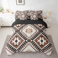 thumbnail image 2 of jejeloiu Vintage Aztec Rhombus 7 Pieces Bedding Comforter Set,Brown Bohemian Triangle Full Bedding Set,Boho Tribal Geometric Fitted Sheet Flat Sheet For Kids,Luxury Bedroom Decor Reversible, 2 of 8