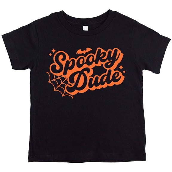 Spooky Dude Retro Spiderweb Shirt for Baby and Toddler Youth Boys Halloween and Fall Shirt Black Shirt 12 Months