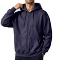 thumbnail image 2 of Resicozy Zip Up Hoodie Men Long Sleeve Solid Color Plain Hooded Sweatshirts Casual Fall Spring Track Jackets with Pockets Navy M, 2 of 7