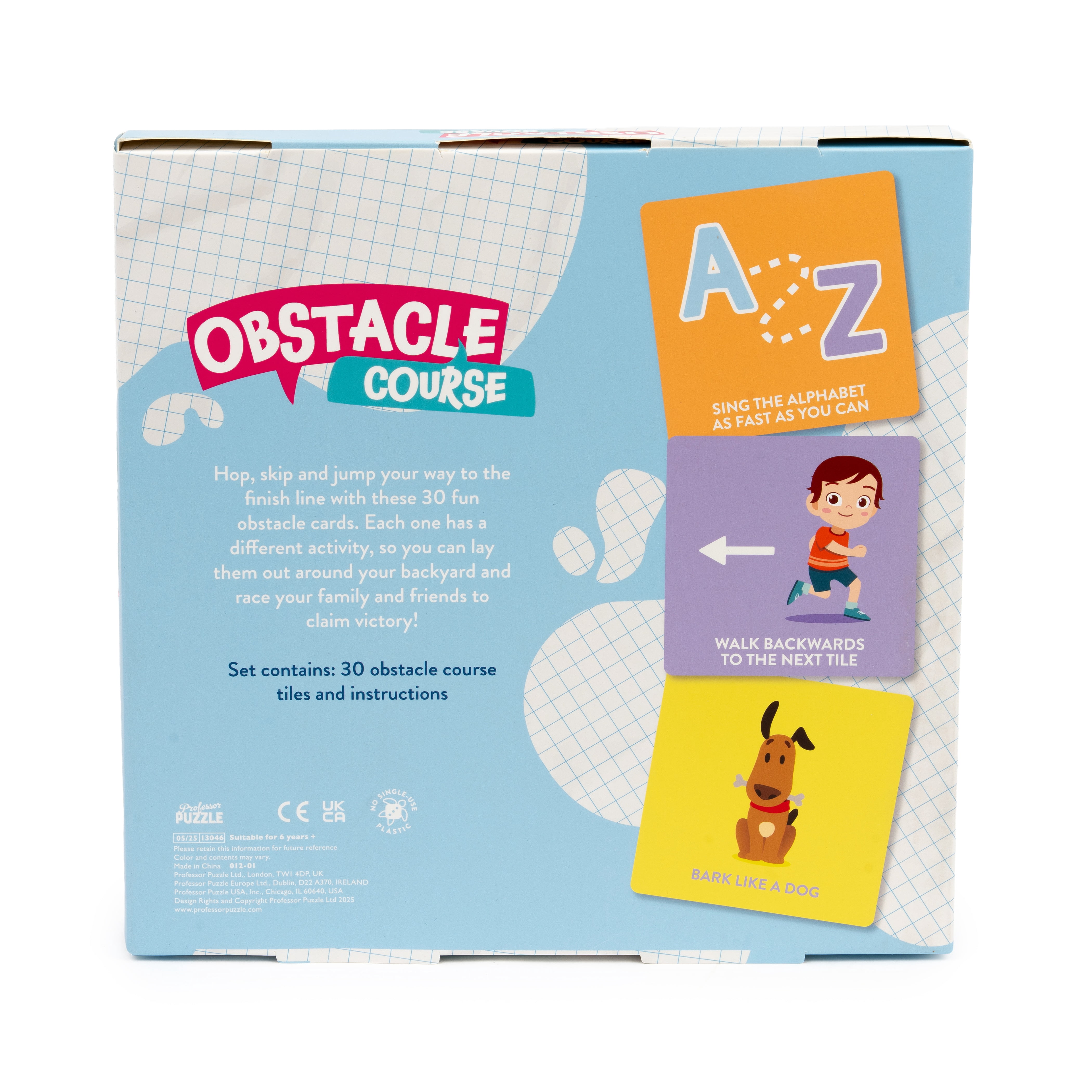 Professor Puzzle Obstacle Course Tiles, Indoor and Outdoor Active Obstacle Cards. for Kids, Motor Skills Game, Ages 6+