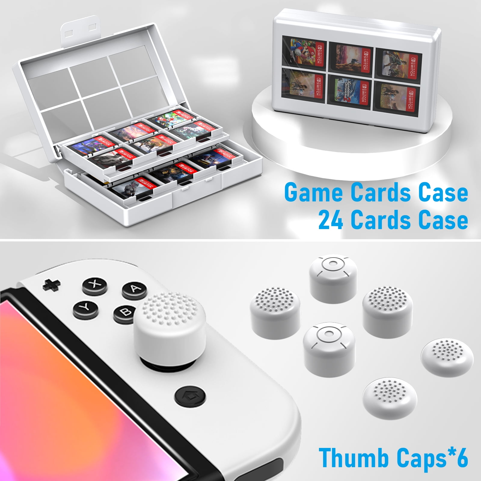 HSTOP Nintendo Switch OLED Accessories Bundle 27 in 1 for Nintendo Switch, Gift Family Accessories Kit with Carrying Case JoyCon Charging Dock Grip HSTOP Nintendo Switch OLED Accessories Bundle 27 in 1 for Nintendo Switch, Gift Family Accessories Kit with Carrying Case JoyCon Charging Dock Grip