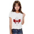thumbnail image 6 of Girls Canada Day Maple Leaf Tshirts Summer Short Sleeve Patriotic Shirts Kids Crew Neck Cotton T-Shirts White， 5 Years, 6 of 7