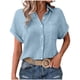 thumbnail image 3 of Camiseta para mujer,Blusa informal de manga corta para mujer, cuello redondo, tejido de imitación de rejilla, corte holgado para uso diario, sopatenor, 3 of 9