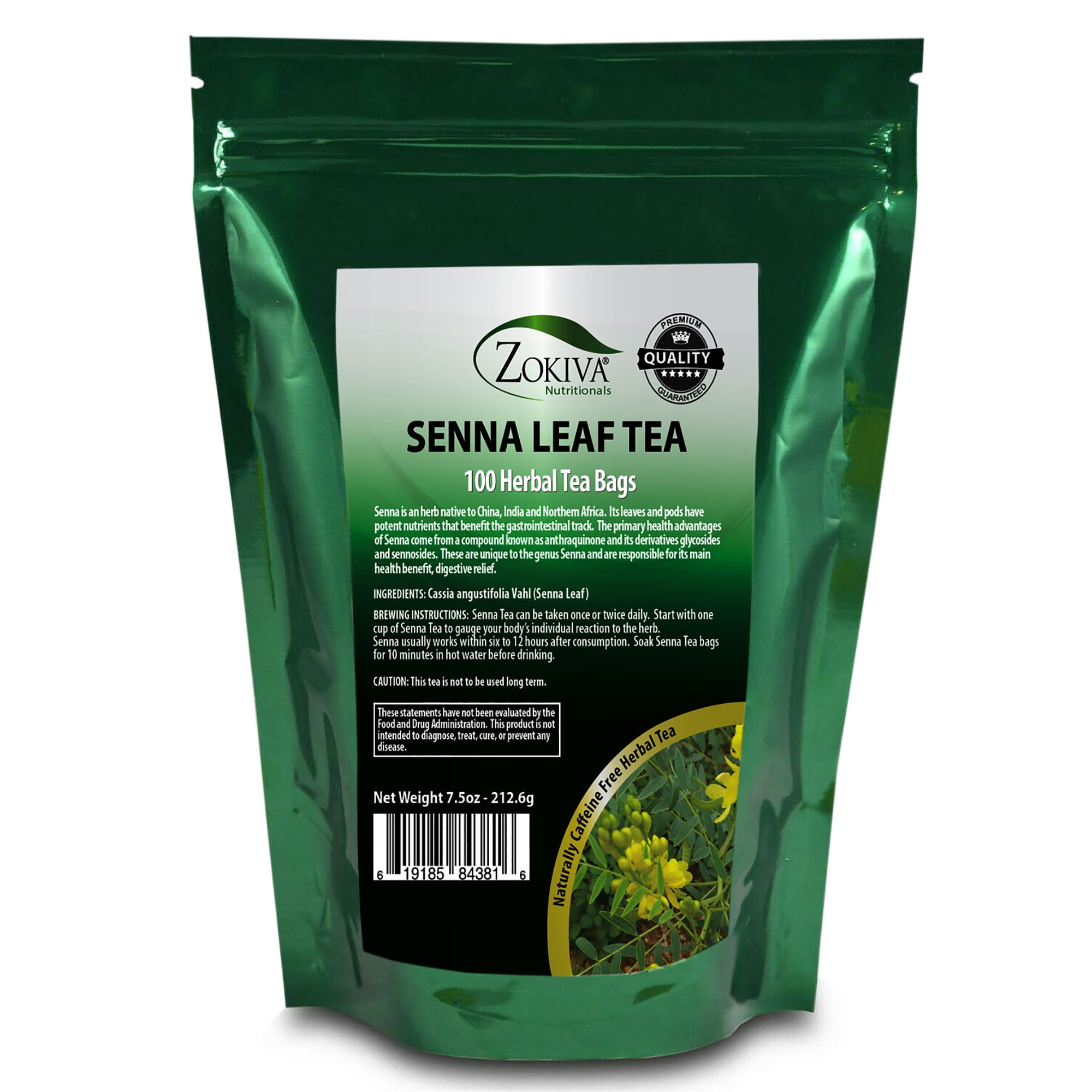 Senna Tea 100 Bags 100 Natural Herbal Tea in Resealable Zip Pouch