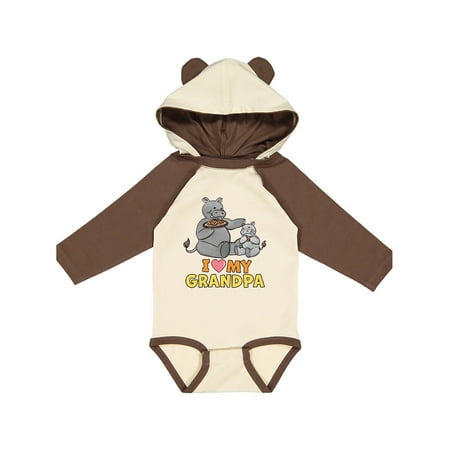 

Inktastic I Love My Grandpa Hippos Gift Baby Boy or Baby Girl Long Sleeve Bodysuit