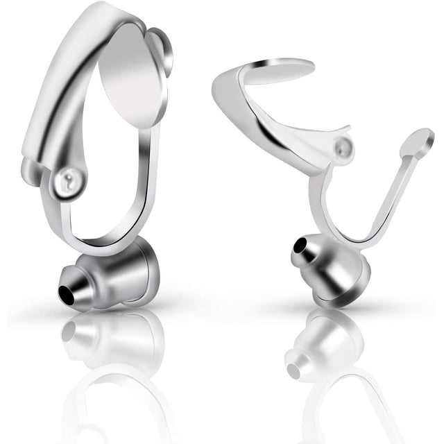 20 Pieces Earring Clip Backs Clip-on Earring Converter Components Findings with Post for None Pierced Ears, Silver and Gold
