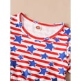 thumbnail image 6 of Bagilaanoe Toddler Baby Girls 4th of July Dress Love Stripe Print Ruffle Embellishment Short Sleeve Mesh Dress + Bow Headband Independence Day Outfits, 6 of 9