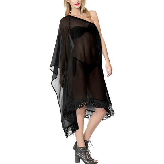 HAPPY BAY Women's Beachwear Swimsuit Coverups for Women Summer Swim Beach Dress Cover ups for Swimwear Women Loose Flowy Bathing Suit 1X-2X Coal, Solid