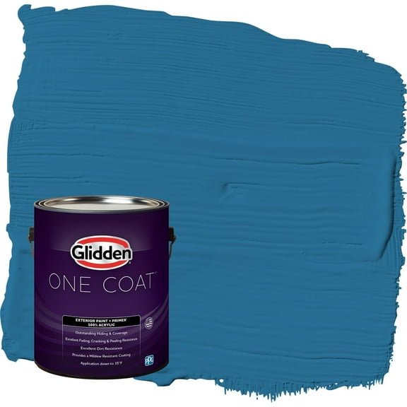 Glidden One Coat Blue Oasis / Blue Eggshell Interior Paint with Primer, 1 Gallon