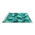 thumbnail image 2 of Ahgly Company Machine Washable Indoor Square Abstract Turquoise Blue Modern Area Rugs, 7' Square, 2 of 4